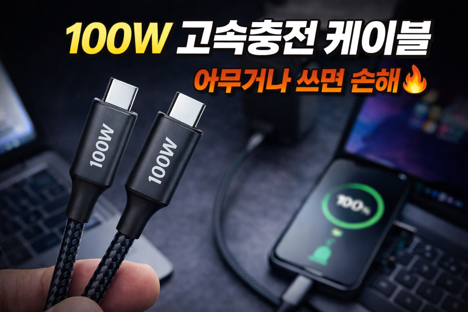 100W 고속충전 USB-C 케이블 추천 대표 이미지